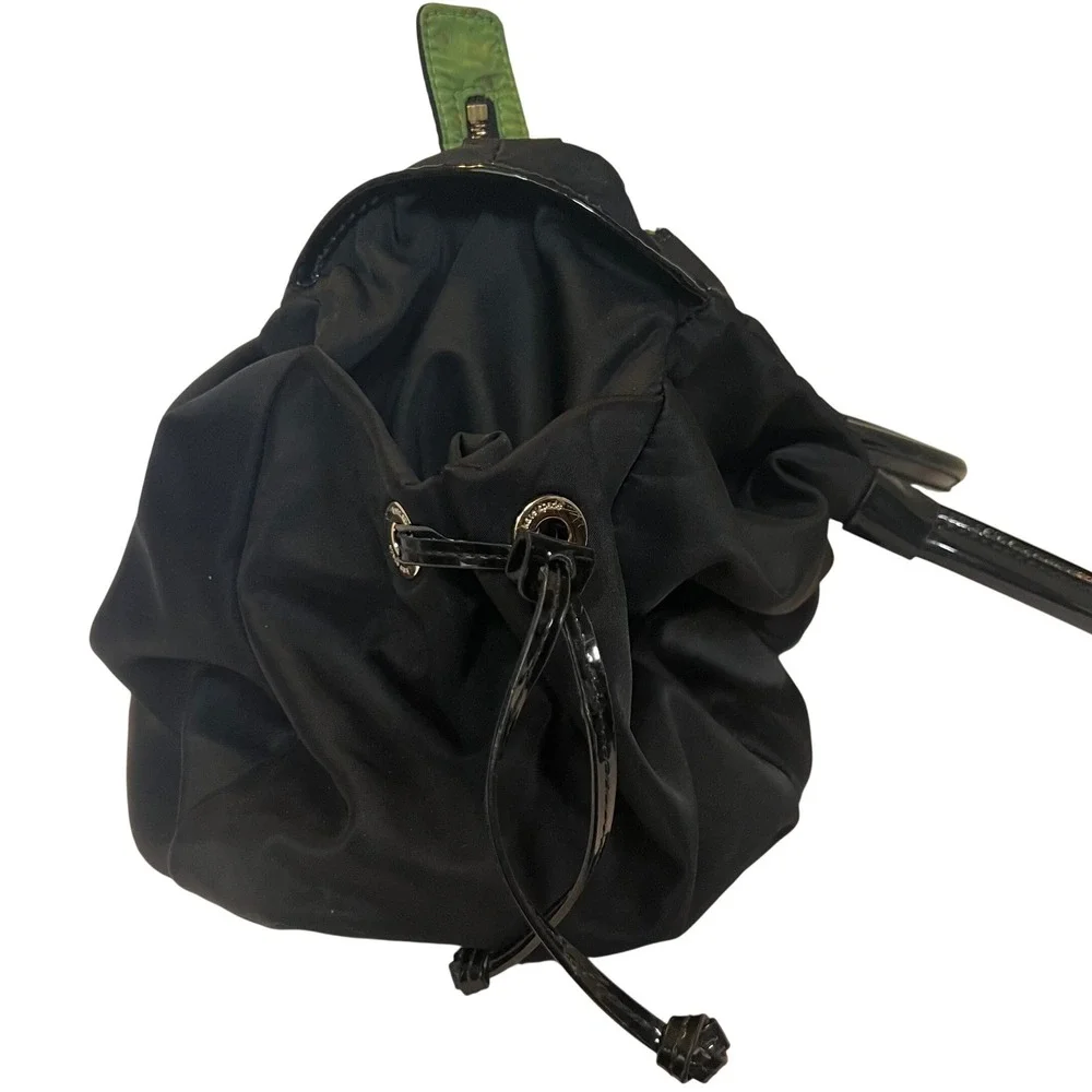 Kate Spade Stevie Baby Bag Women Large Black Nylon Patent Leather Weekender Bag‎